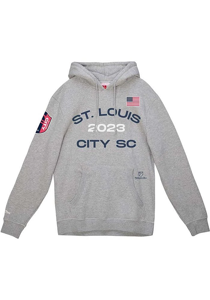 Mitchell and Ness St Louis City SC Mens Grey 2023 Pullover Long Sleeve Hoodie