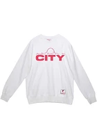 Mitchell and Ness St Louis City SC Mens White Skyline Fleece Long Sleeve Crew Sweatshirt