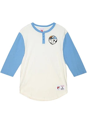 Mitchell and Ness Sporting Kansas City White ICON HENLEY Long Sleeve Fashion T Shirt