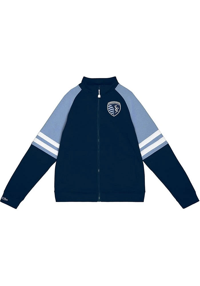 Mitchell and Ness Sporting Kansas City Mens Navy Blue MVP 2.0 Track Jacket