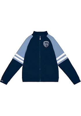 Mitchell and Ness Sporting Kansas City Mens Navy Blue MVP 2.0 Track Jacket