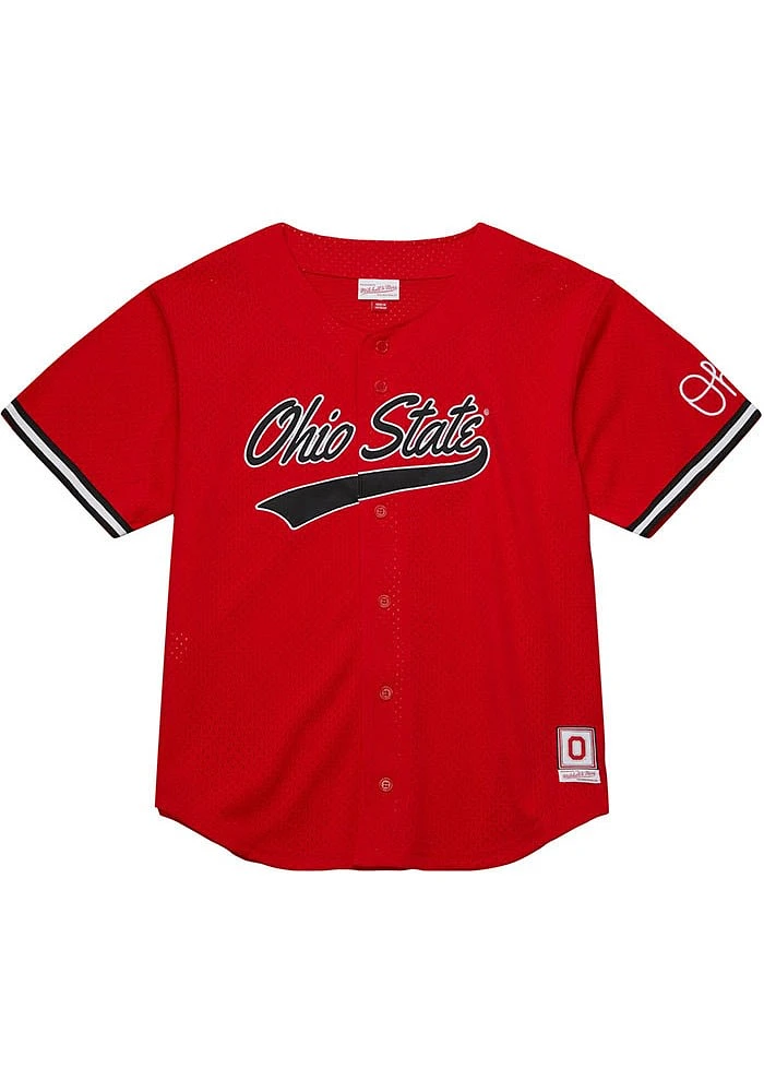 Mitchell and Ness Ohio State Buckeyes Mens Black Mesh Button Jersey