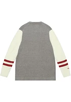 Mitchell and Ness Detroit Red Wings Mens Grey Cardigan Long Sleeve Sweater