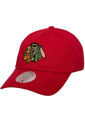 Mitchell and Ness Chicago Blackhawks Team Ground 2.0 Dad Adjustable Hat - Red