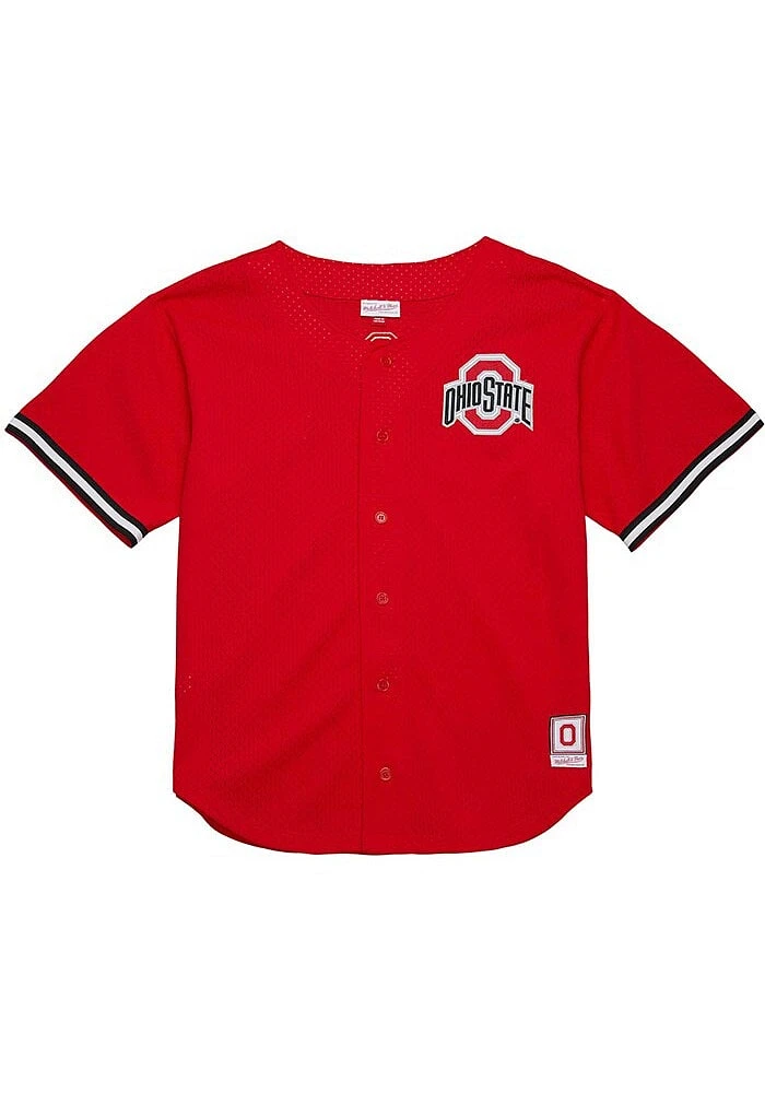 Mitchell and Ness Ohio State Buckeyes Mens Red Gametime Mesh Jersey