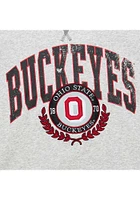 Mitchell and Ness Ohio State Buckeyes Mens Grey Premium Fleece Vintage Logo Long Sleeve Fashion Sw..