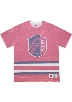 Mitchell and Ness St Louis City SC Red JUMBOTRON 3.0 SUBLIMATED Short Sleeve Fashion T Shirt