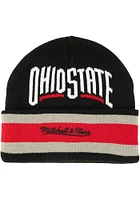 Mitchell and Ness Ohio State Buckeyes Black Knit Beanie Mens Knit Hat