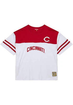 Mitchell and Ness Cincinnati Reds Womens Red Yoke Short Sleeve T-Shirt