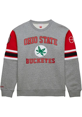 Mitchell and Ness Ohio State Buckeyes Mens Grey Vintage logo Long Sleeve Fashion Sweatshirt