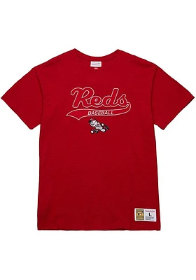 Mitchell and Ness Cincinnati Reds Red Legendary Slub Design Short Sleeve Fashion T Shirt