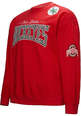 Mitchell and Ness Ohio State Buckeyes Mens Red There Back Long Sleeve Fashion Sweatshirt