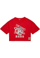 Mitchell and Ness Cincinnati Reds Womens Red Boxy Short Sleeve T-Shirt