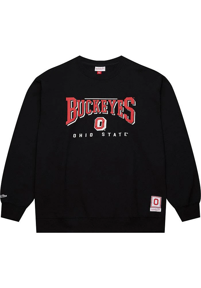 Mitchell and Ness Ohio State Buckeyes Mens Black Bowtie Drop Shadow Long Sleeve Crew Sweatshirt