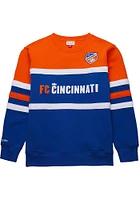 Mitchell and Ness FC Cincinnati Mens Blue Head Coach Long Sleeve Fashion Sweatshirt