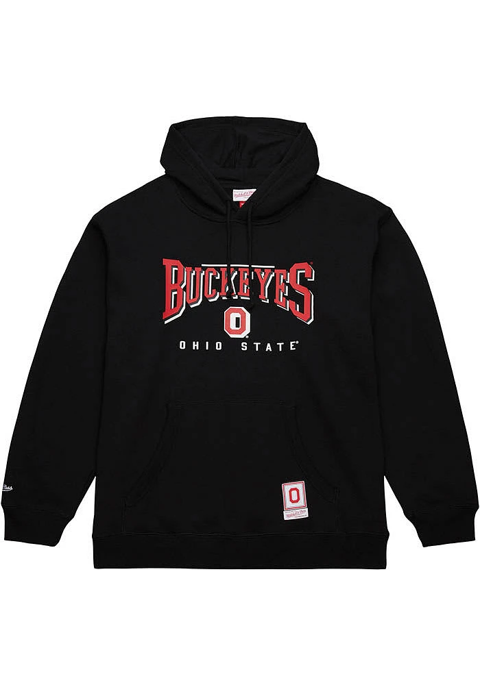 Mitchell and Ness Ohio State Buckeyes Mens Black Bowtie Drop Shadow Long Sleeve Hoodie