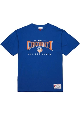 Mitchell and Ness FC Cincinnati Blue Block Arch Short Sleeve T Shirt