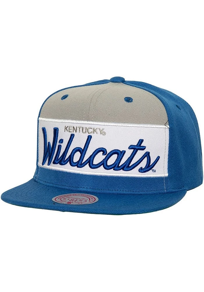 Mitchell and Ness Kentucky Wildcats Blue Retro Sport Mens Snapback Hat