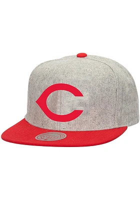 Mitchell and Ness Cincinnati Reds Retro Team Pro Snap Adjustable Hat - Grey