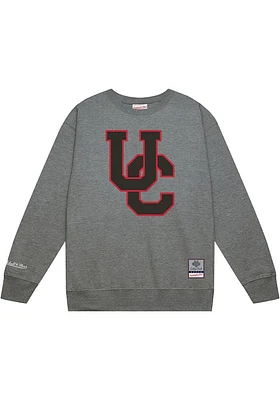 Mitchell and Ness Cincinnati Bearcats Mens Grey Down To The Wire Vintage Wordmark Script Long Slee..