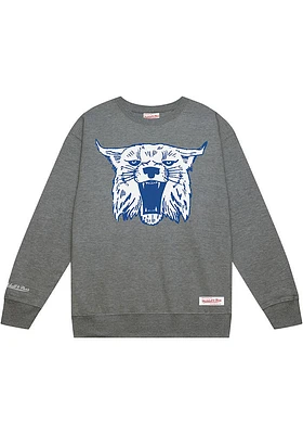 Mitchell and Ness Kentucky Wildcats Mens Grey Down To The Wire Vintage Logo Long Sleeve Crew Sweat..