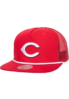 Mitchell and Ness Cincinnati Reds Red Roper Trucker Mens Snapback Hat