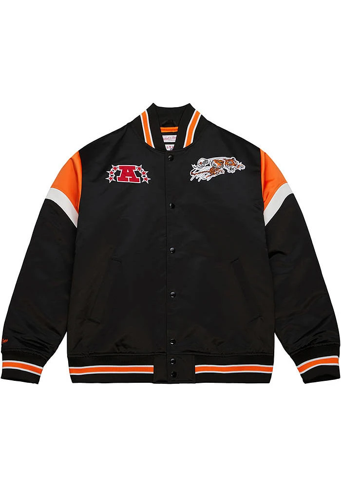 Mitchell and Ness Cincinnati Bengals Mens Black Heavyweight Satin Jacket