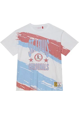 Mitchell and Ness St Louis Cardinals White Paintbrush Sublimated Short Sleeve Fashion T Shirt