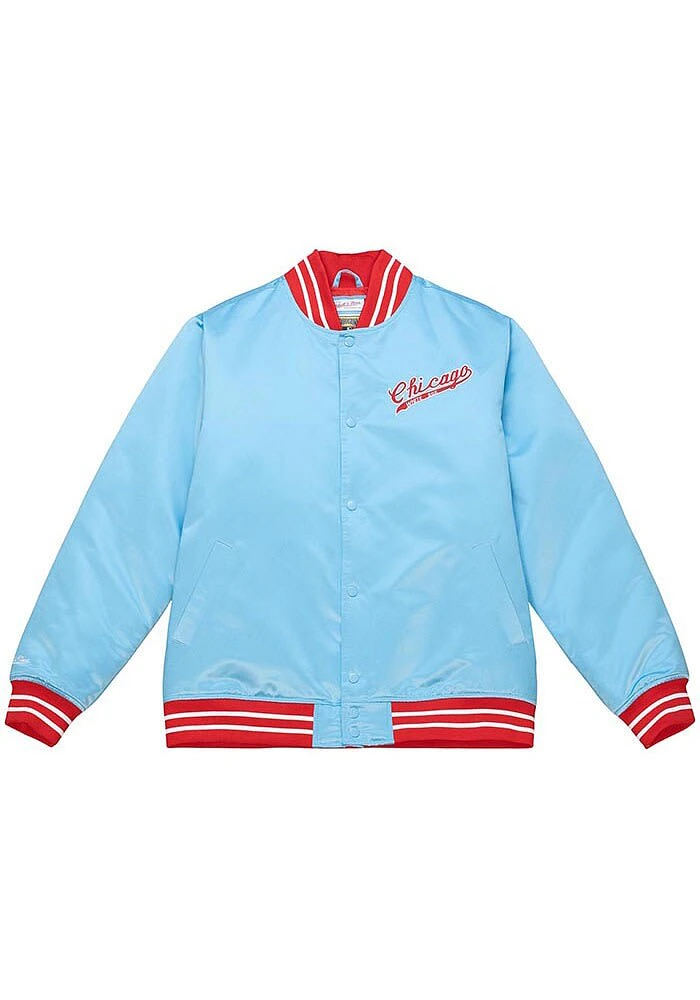 Mens Chicago White Sox Mitchell and Ness Satin Heavyweight Jacket - Light Blue