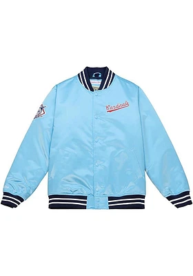 Mens St Louis Cardinals Mitchell and Ness Satin Heavyweight Jacket - Light Blue