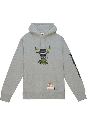 Mitchell and Ness Chicago Bulls Mens Grey Ghost Camo Fashion Hood