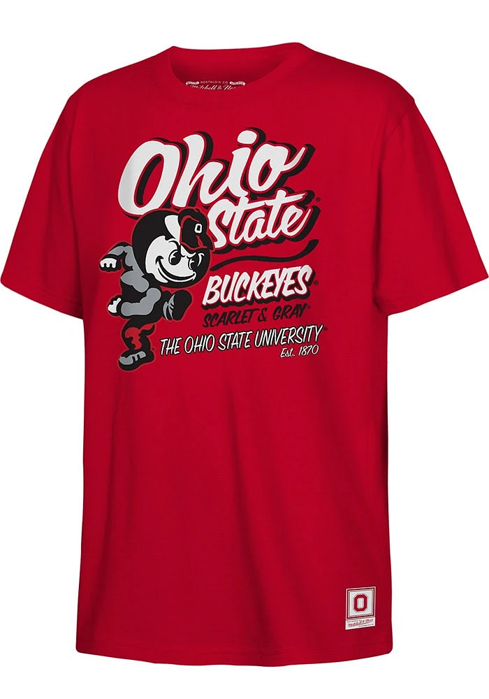 Mitchell and Ness Ohio State Buckeyes Youth White Retro Gamer Short Sleeve T-Shirt