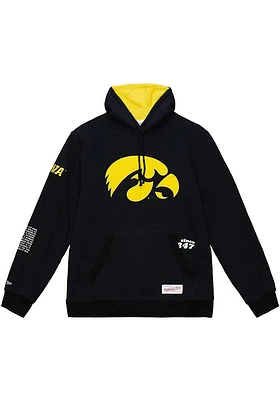 Mitchell and Ness Iowa Hawkeyes Mens Black Origins Long Sleeve Hoodie