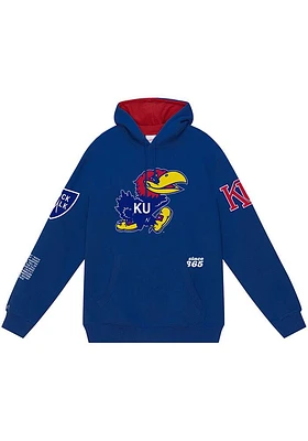 Mitchell and Ness Kansas Jayhawks Mens Blue Origins Long Sleeve Hoodie