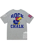 Mitchell and Ness Kansas Jayhawks Grey Origins Short Sleeve Fashion T Shirt