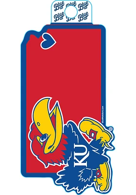 Kansas Jayhawks Logo on State of Kansas Stickers - Blue