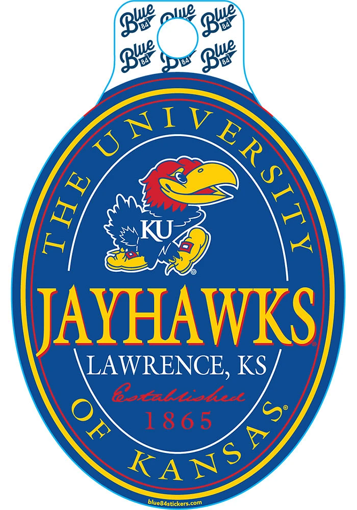 Kansas Jayhawks Oval Stickers - Blue