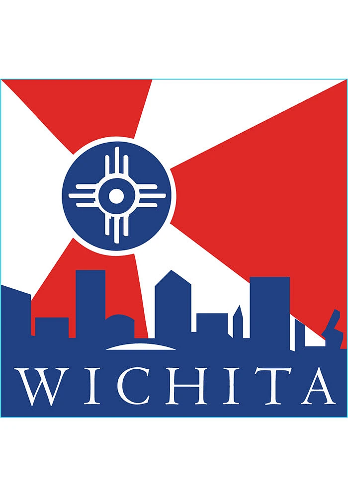 Wichita Flag with Skyline Stickers - Blue