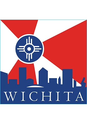 Wichita Flag with Skyline Stickers - Blue