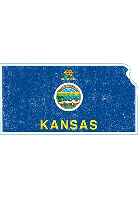 Kansas Weathered State Shape Flag Stickers - Blue