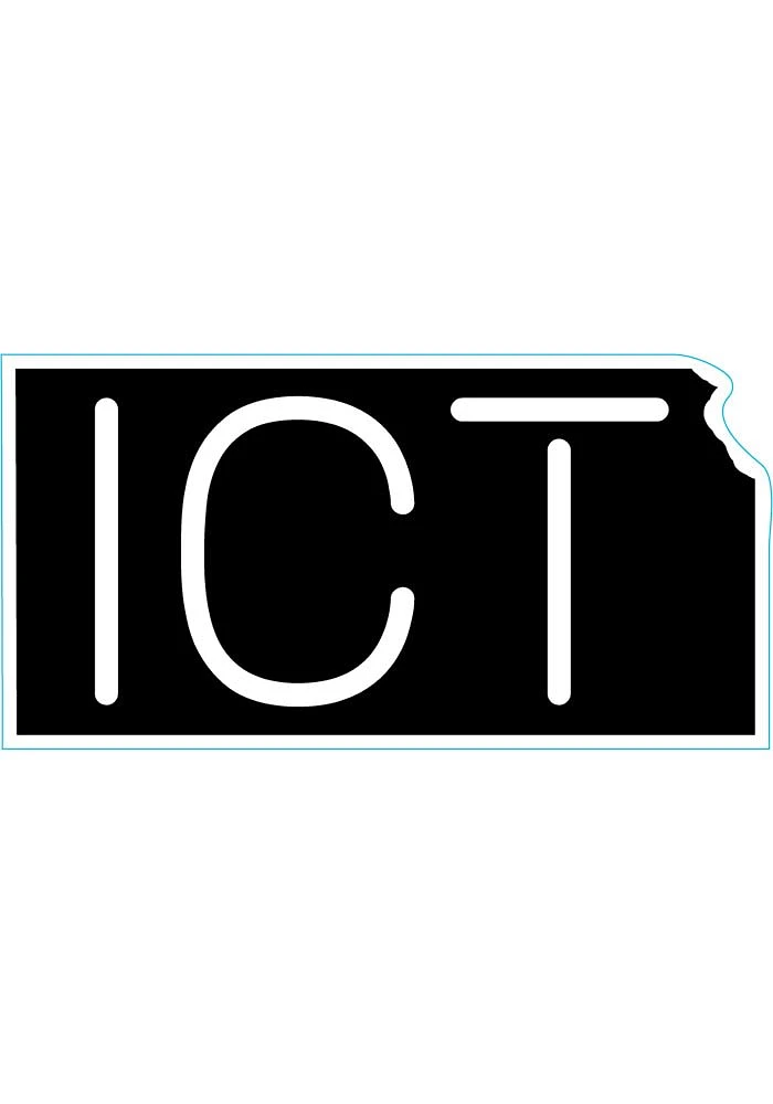 Wichita ICT State Shape Stickers - Black