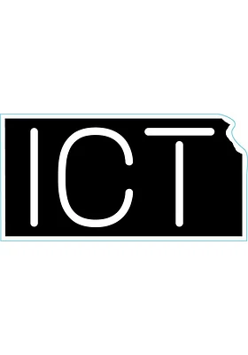 Wichita ICT State Shape Stickers - Black