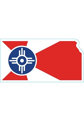 Wichita Flag in Shape of Kansas Stickers - Red