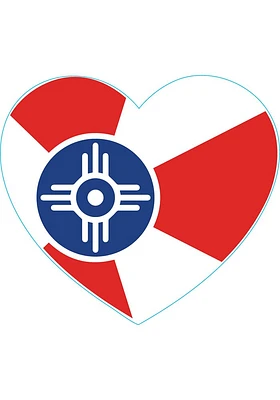 Wichita Flag Heart Stickers - Red