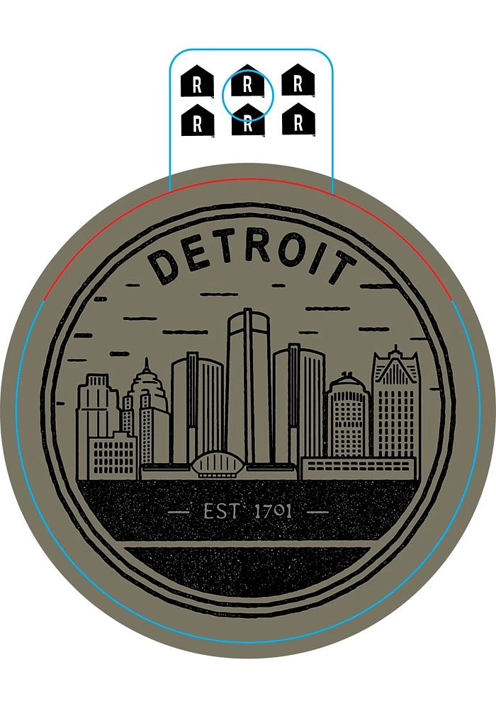 Detroit Circle Skyline Stickers - Black