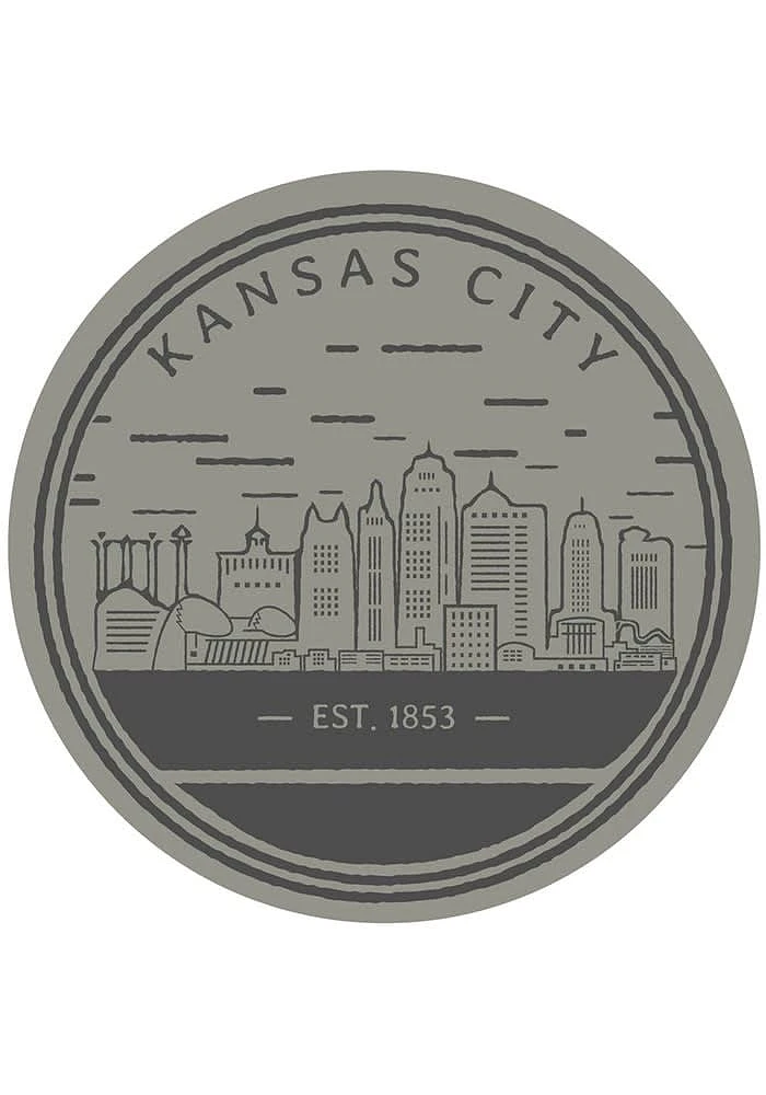 Kansas City Circle Skyline Stickers - Grey