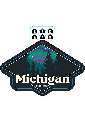 Michigan Northern Lights Stickers - Blue