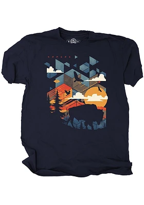 Kansas Navy Blue Transcendental Buffalo Short Sleeve T Shirt