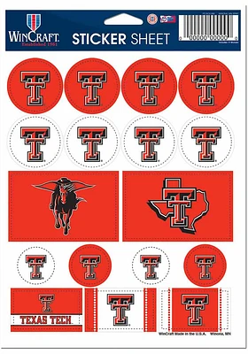 Texas Tech Red Raiders 5x7 Sheet of Stickers - Red