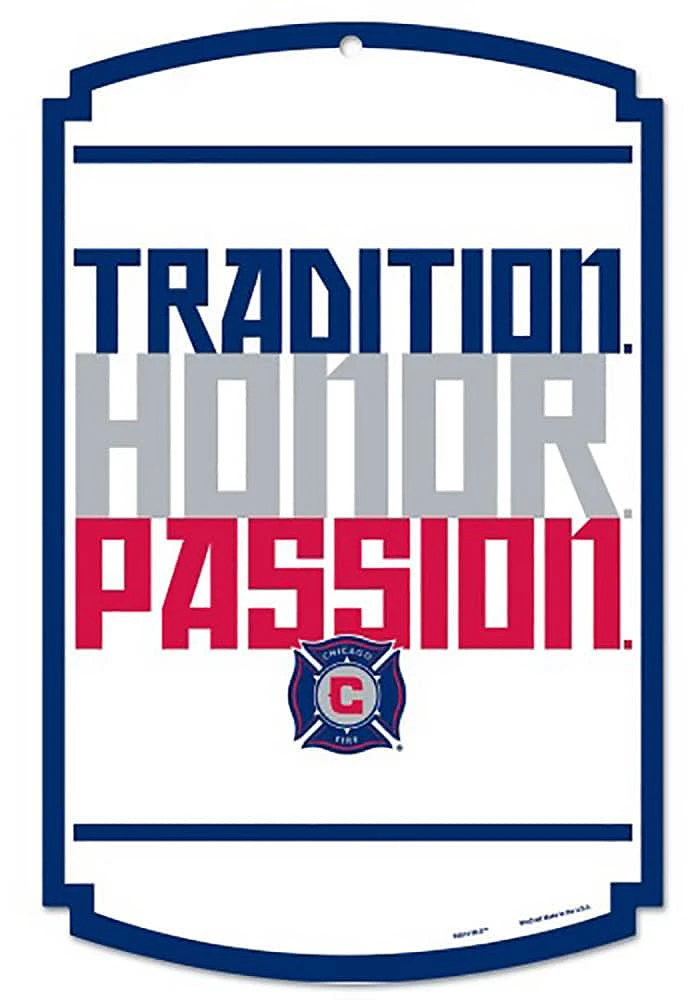 Chicago Fire 11x17 Wooden Sign - White